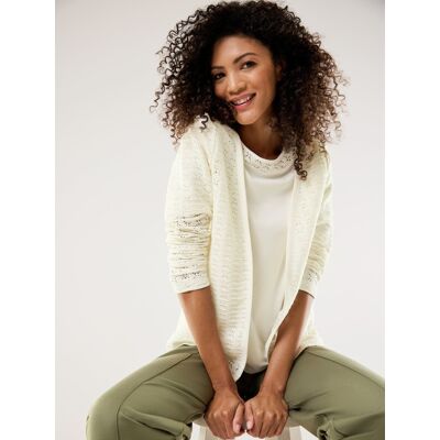 Walbusch Twinset Ajour, normale Größen, Farbe Weiß, 52, vielseitig: Shirt+Jacke luftiges Ajour-Muster Damen Walbusch Twinset Ajour, normale Größen, Farbe Weiß, 52, vielseitig: Shirt+Jacke luftiges Ajour-Muster Damen