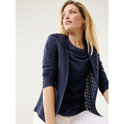 Walbusch Twinset Ajour, normale Größen, Farbe Blau, 38, vielseitig: Shirt+Jacke luftiges Ajour-Muster Damen Walbusch Twinset Ajour, normale Größen, Farbe Blau, 38, vielseitig: Shirt+Jacke luftiges Ajour-Muster Damen