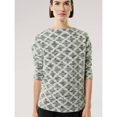 Walbusch Boucle Sweatshirt Kaminkragen, noch offen: Größenlauf, Farbe Blau, 42, Boucléoptik im Rautendessin bequem, da elastisch Damen Walbusch Boucle Sweatshirt Kaminkragen, noch offen: Größenlauf, Farbe Blau, 42, Boucléoptik im Rautendessin bequem, da elastisch Damen