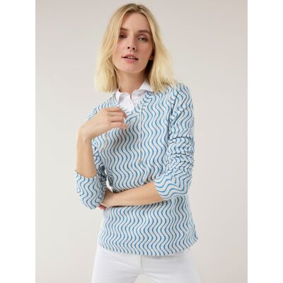 Walbusch Sweatshirt perfekte Welle, normale Größen, Farbe Blau, 44, modische Wellenstruktur angenehmer Baumwollmix Damen Walbusch Sweatshirt perfekte Welle, normale Größen, Farbe Blau, 44, modische Wellenstruktur angenehmer Baumwollmix Damen