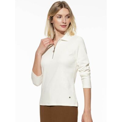 Walbusch Rippenpolo Zip&Go, normale Größen, Farbe Weiß, 52, softer angerauter Jersey warm & weich Damen Walbusch Rippenpolo Zip&Go, normale Größen, Farbe Weiß, 52, softer angerauter Jersey warm & weich Damen