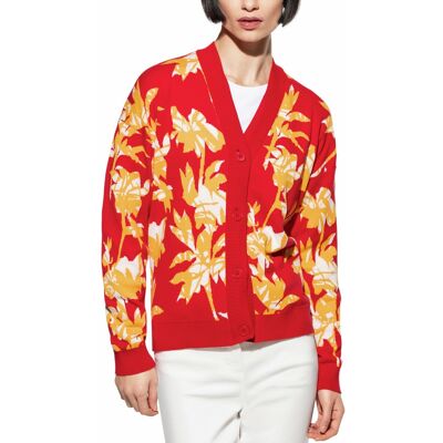 Walbusch Jacquard Cardigan, normale Größen, Farbe Rot, 40, aus nachhaltiger Baumwolle aufwendiger Jacquardstrick Damen Walbusch Jacquard Cardigan, normale Größen, Farbe Rot, 40, aus nachhaltiger Baumwolle aufwendiger Jacquardstrick Damen