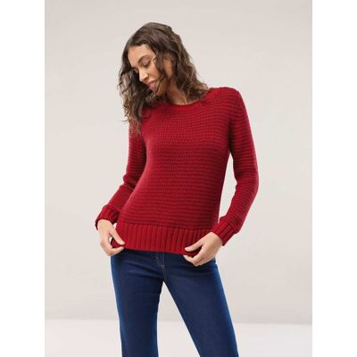 Walbusch Pullover mit dezentem Streifen, normale Größen, Farbe Rot, 46, weicher Baumwollmix hautsympathisch Damen Walbusch Pullover mit dezentem Streifen, normale Größen, Farbe Rot, 46, weicher Baumwollmix hautsympathisch Damen