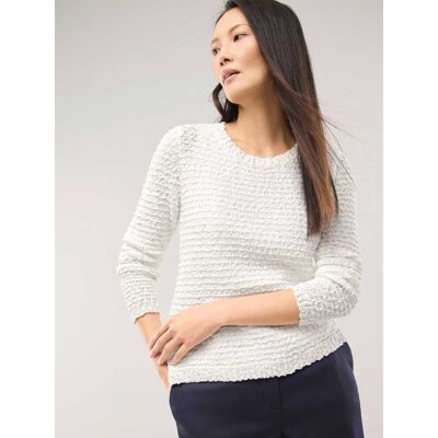 Walbusch Strukturpullover mit Noppen-Effekt, normale Größen, Farbe Weiß, 48, modernes Noppengarn reine, weiche Baumwolle Damen Walbusch Strukturpullover mit Noppen-Effekt, normale Größen, Farbe Weiß, 48, modernes Noppengarn reine, weiche Baumwolle Damen