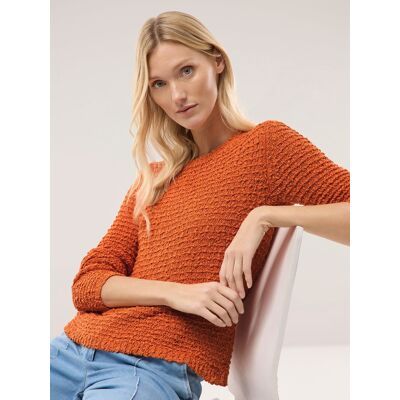 Walbusch Strukturpullover mit Noppen-Effekt, normale Größen, Farbe Orange, 48, modernes Noppengarn reine, weiche Baumwolle Damen Walbusch Strukturpullover mit Noppen-Effekt, normale Größen, Farbe Orange, 48, modernes Noppengarn reine, weiche Baumwolle Damen