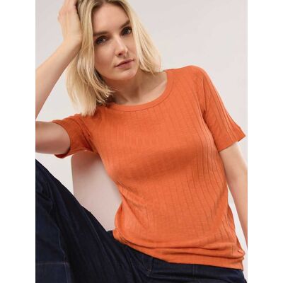 Walbusch Baumwollshirt Rippenstruktur, normale Größen, Farbe Orange, 48, vielseitig kombinierbar hautfreundlich Damen Walbusch Baumwollshirt Rippenstruktur, normale Größen, Farbe Orange, 48, vielseitig kombinierbar hautfreundlich Damen