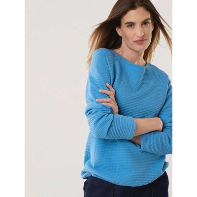 Walbusch Sweatshirt mit Struktur, normale Größen, Farbe Blau, 38, weicher Baumwollmix moderner Blousoneffekt Damen Walbusch Sweatshirt mit Struktur, normale Größen, Farbe Blau, 38, weicher Baumwollmix moderner Blousoneffekt Damen