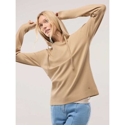 Walbusch Sweatshirt mit Kapuze, normale Größen, Farbe Beige, 46, edle Modal-/Baumwollmischung lässig mit Kapuze Damen Walbusch Sweatshirt mit Kapuze, normale Größen, Farbe Beige, 46, edle Modal-/Baumwollmischung lässig mit Kapuze Damen