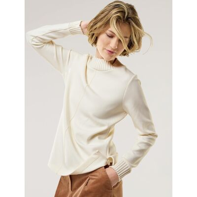 Walbusch Sweatshirt mit Strick, noch offen: Größenlauf, Farbe Weiß, 48, schöne Strickdetails bequem, da elastisch Damen Walbusch Sweatshirt mit Strick, noch offen: Größenlauf, Farbe Weiß, 48, schöne Strickdetails bequem, da elastisch Damen