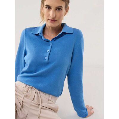 Walbusch Polo-Pullover mit Seide, normale Größen, Farbe Blau, 46, edle Baumwoll-Seiden-Mischung modern und doch zeitlos Damen Walbusch Polo-Pullover mit Seide, normale Größen, Farbe Blau, 46, edle Baumwoll-Seiden-Mischung modern und doch zeitlos Damen