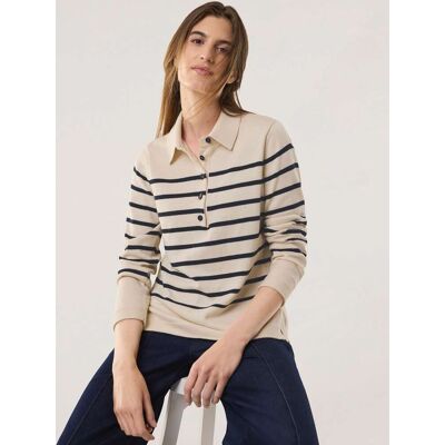 Walbusch Polo-Pullover mit Seide, normale Größen, Farbe Beige, 52, edle Baumwoll-Seiden-Mischung modern und doch zeitlos Damen Walbusch Polo-Pullover mit Seide, normale Größen, Farbe Beige, 52, edle Baumwoll-Seiden-Mischung modern und doch zeitlos Damen