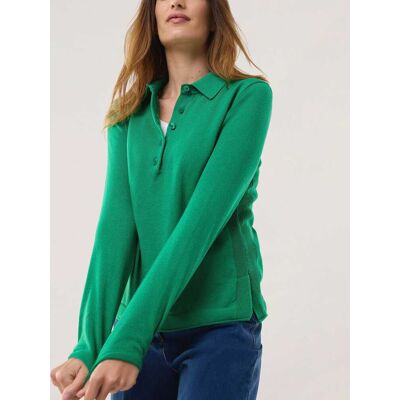 Walbusch Polo-Pullover mit Seide, normale Größen, Farbe Grün, 46, edle Baumwoll-Seiden-Mischung modern und doch zeitlos Damen Walbusch Polo-Pullover mit Seide, normale Größen, Farbe Grün, 46, edle Baumwoll-Seiden-Mischung modern und doch zeitlos Damen