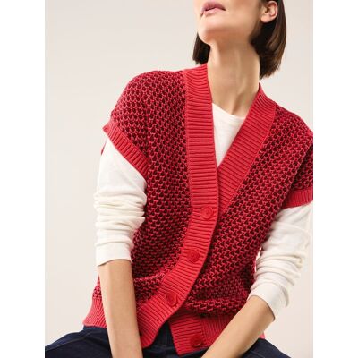 Walbusch Strickweste mit Waffelstruktur, normale Größen, Farbe Rot, 44, edler Strukturstrick italienisches Garn Damen Walbusch Strickweste mit Waffelstruktur, normale Größen, Farbe Rot, 44, edler Strukturstrick italienisches Garn Damen