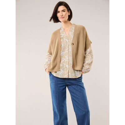 Walbusch Strickweste Strukturmuster, normale Größen, Farbe Beige, 44, modern-lässiger Schnitt komfortabler Baumwollmix Damen Walbusch Strickweste Strukturmuster, normale Größen, Farbe Beige, 44, modern-lässiger Schnitt komfortabler Baumwollmix Damen