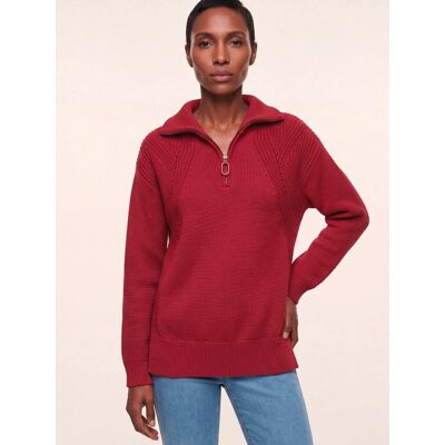 Walbusch Pullover mit Troyerkragen, normale Größen, Farbe Rot, 36, Baumwolle & Merinowolle spannende Struktur Damen Walbusch Pullover mit Troyerkragen, normale Größen, Farbe Rot, 36, Baumwolle & Merinowolle spannende Struktur Damen
