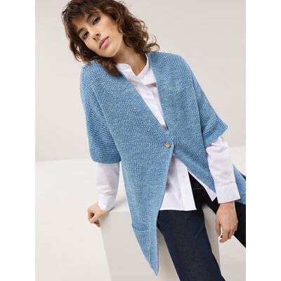 Walbusch Longstrickweste mit Kimonoärmeln, normale Größen, Farbe Blau, 44, modisch: Kimonoschnitt schmeichelnde Longform Damen Walbusch Longstrickweste mit Kimonoärmeln, normale Größen, Farbe Blau, 44, modisch: Kimonoschnitt schmeichelnde Longform Damen