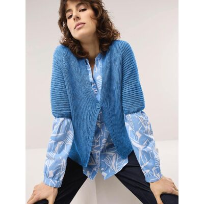 Walbusch Bändchengarn Strickweste, normale Größen, Farbe Blau, 36, atmungsaktiver Baumwollmix effektvolles Maschenbild Damen Walbusch Bändchengarn Strickweste, normale Größen, Farbe Blau, 36, atmungsaktiver Baumwollmix effektvolles Maschenbild Damen