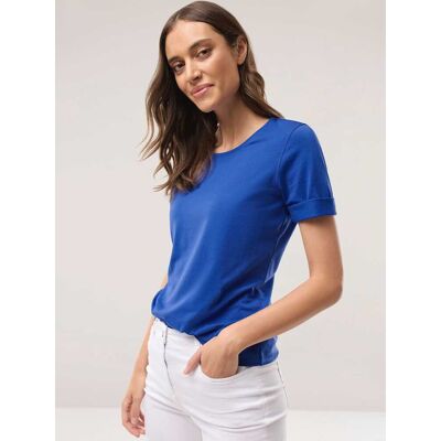 Walbusch Baumwoll-Basic-Shirt Halbarm, normale Größen, Farbe Blau, 38, tolles Basic-Shirt angenehme Baumwollmischung Damen Walbusch Baumwoll-Basic-Shirt Halbarm, normale Größen, Farbe Blau, 38, tolles Basic-Shirt angenehme Baumwollmischung Damen
