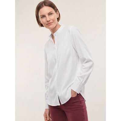 Walbusch Bluse mit Stehkragen Baumwollsatin, #noch offen: Größenlauf, Farbe Weiß, 40, edler Baumwoll-Satin bequem, da elastisch Damen Walbusch Bluse mit Stehkragen Baumwollsatin, #noch offen: Größenlauf, Farbe Weiß, 40, edler Baumwoll-Satin bequem, da elastisch Damen