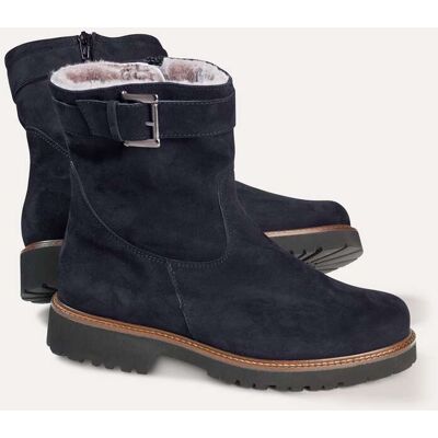 Walbusch Lammfell-Stiefelette, noch offen: Größenlauf, Farbe Blau, 5, hergestellt in Deutschland weiche Vorderfußpolsterung Damen Walbusch Lammfell-Stiefelette, noch offen: Größenlauf, Farbe Blau, 5, hergestellt in Deutschland weiche Vorderfußpolsterung Damen