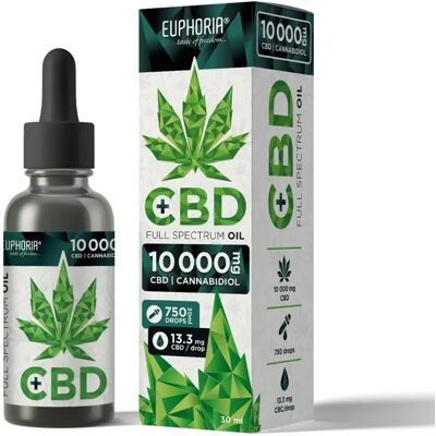 Euphoria Vollspektrum-CBD-Öl, 30 ml, 10.000 mg Euphoria Vollspektrum-CBD-Öl, 30 ml, 10.000 mg