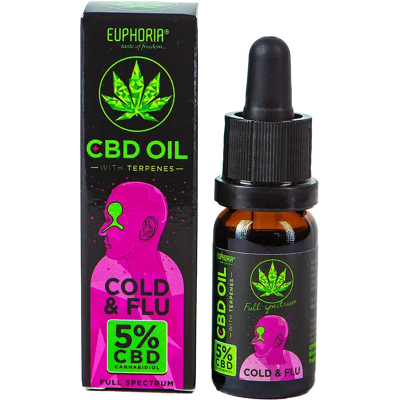 Euphoria CBD Öl 5% mit Terpenen 10 ml, 500 mg - Erkältung & Grippe Euphoria CBD Öl 5% mit Terpenen 10 ml, 500 mg - Erkältung & Grippe