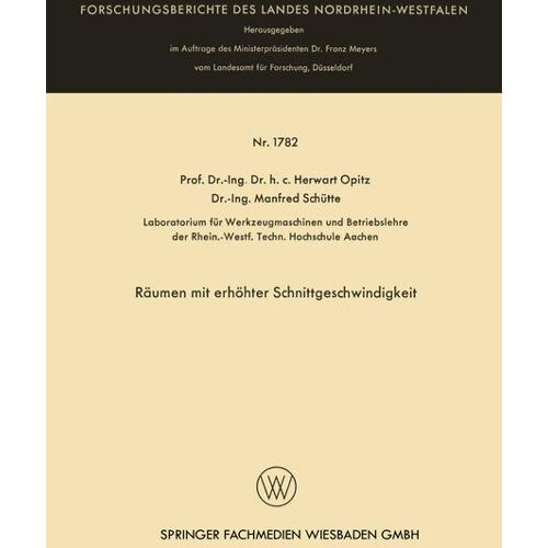 VS Verlag für Sozialwissenschaften Räumen mit erhöhter Schnittgeschwindigkeit