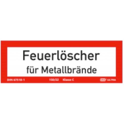 Abtec Brandschutzschild ( Zusatz ) mit Text -Feuerlöscher für Metallbrände-