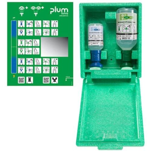 Plum - Augen-Notfallstation 4789 - mit je einer Augenspülflasche und Wandhalterung in einer Box