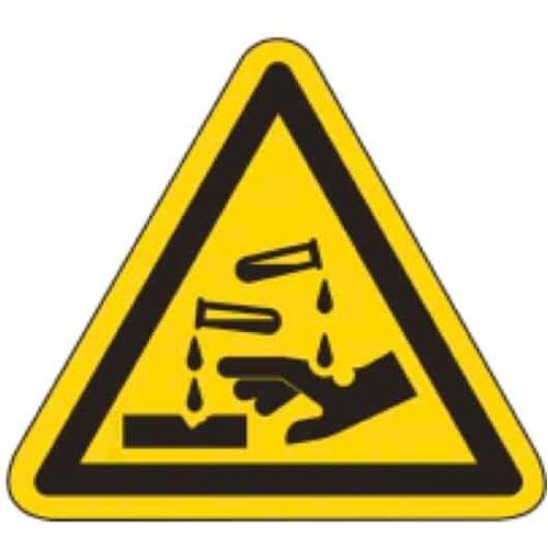 Abtec Warnschild als Symbol Warnung vor ätzenden Stoffen nach ISO 7010