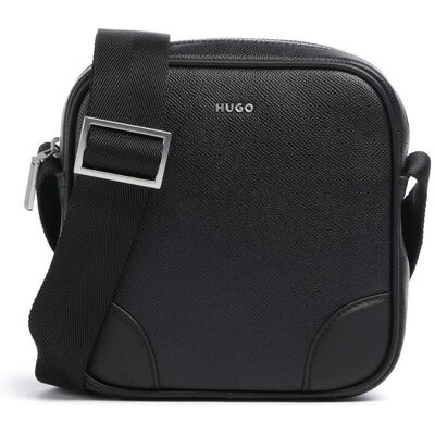 Hugo Umhängetasche aus Leder, schwarz Hugo Umhängetasche aus Leder, schwarz