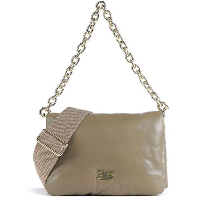 Abro Piuma Lucido Puffer Schultertasche aus Leder, braun Abro Piuma Lucido Puffer Schultertasche aus Leder, braun