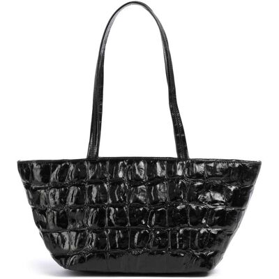 Abro Maxi Cocco Alba Schultertasche aus Leder, schwarz Abro Maxi Cocco Alba Schultertasche aus Leder, schwarz