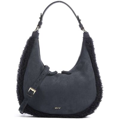 Abro Shearling Nana Mini Schultertasche aus Leder, blau Abro Shearling Nana Mini Schultertasche aus Leder, blau