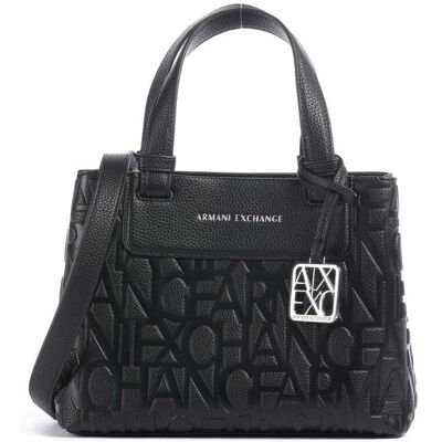 Armani Exchange Liz Monogram S Handtasche aus Leder, schwarz Armani Exchange Liz Monogram S Handtasche aus Leder, schwarz