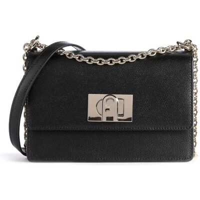 Furla 1927 Mini Schultertasche aus Leder, schwarz Furla 1927 Mini Schultertasche aus Leder, schwarz