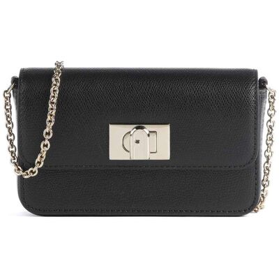 Furla 1927 Mini Umhängetasche aus Leder, schwarz Furla 1927 Mini Umhängetasche aus Leder, schwarz
