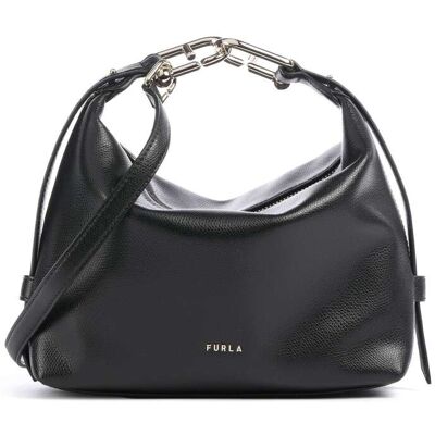 Furla Tonie Mini Schultertasche aus Leder, schwarz Furla Tonie Mini Schultertasche aus Leder, schwarz