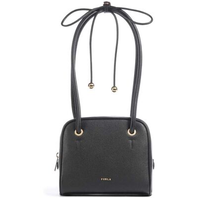 Furla Poppy S Schultertasche aus Leder, schwarz Furla Poppy S Schultertasche aus Leder, schwarz