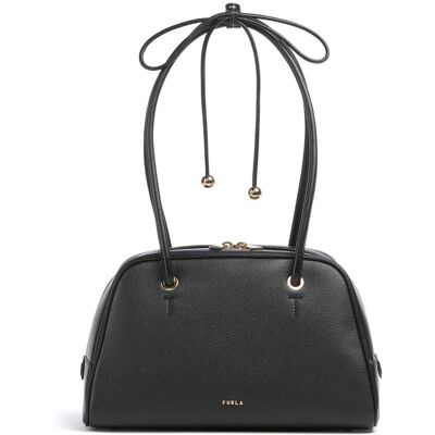 Furla Poppy M Schultertasche aus Leder, schwarz Furla Poppy M Schultertasche aus Leder, schwarz