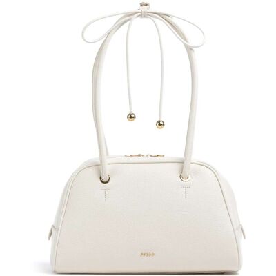 Furla Poppy M Schultertasche aus Leder, weiß Furla Poppy M Schultertasche aus Leder, weiß
