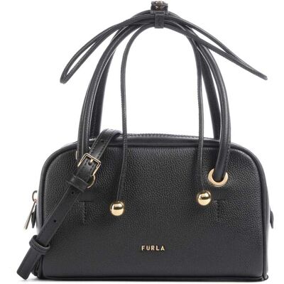 Furla Poppy Mini Handtasche aus Leder, schwarz Furla Poppy Mini Handtasche aus Leder, schwarz