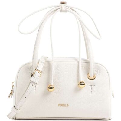 Furla Poppy Mini Handtasche aus Leder, weiß Furla Poppy Mini Handtasche aus Leder, weiß