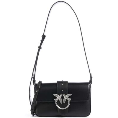Pinko Love One Mini Slouchy Schultertasche aus Leder, schwarz Pinko Love One Mini Slouchy Schultertasche aus Leder, schwarz