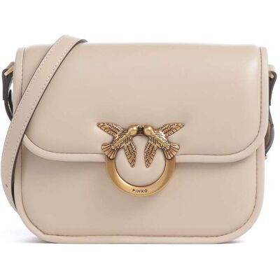 Pinko Love One Mini Umhängetasche aus Leder, braun Pinko Love One Mini Umhängetasche aus Leder, braun