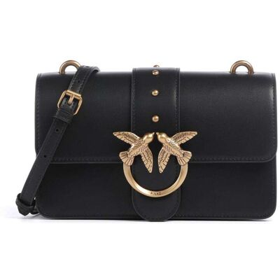 Pinko Love One Mini Umhängetasche aus Leder, schwarz Pinko Love One Mini Umhängetasche aus Leder, schwarz