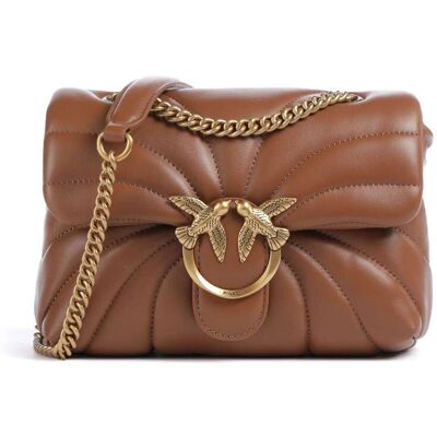 Pinko Love Puff Mini Schultertasche aus Leder, braun Pinko Love Puff Mini Schultertasche aus Leder, braun