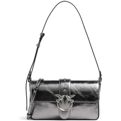 Pinko Love One Classic Slouchy Schultertasche aus Leder, grau Pinko Love One Classic Slouchy Schultertasche aus Leder, grau