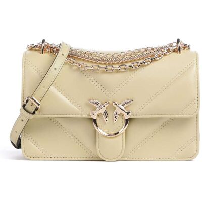 Pinko Love One Mini Schultertasche aus Leder, gelb Pinko Love One Mini Schultertasche aus Leder, gelb
