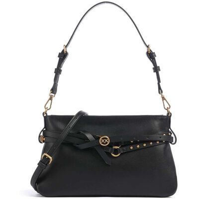 Pinko Belt Mini Schultertasche aus Leder, schwarz Pinko Belt Mini Schultertasche aus Leder, schwarz